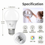 evelor A19 LED Light Bulbs,60 Watt Equivalent Daylight 5000K with E26 Base,Efficient 9W,800 Lumens Non-Dimmable LED Bulbs,15000 Hours, Ideal for Bedroom Living Room, 12-Packs