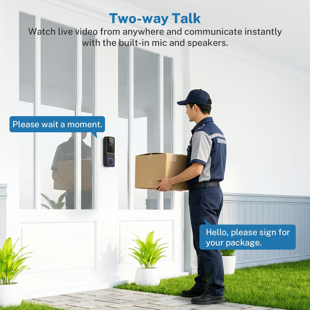 Tuflorexa 1080p Wireless Wi-Fi Video Doorbell Camera with Smart Human Detection, Night Vision, Two Way Audio, Cloud Storage, Support 2.4G WiFi Only