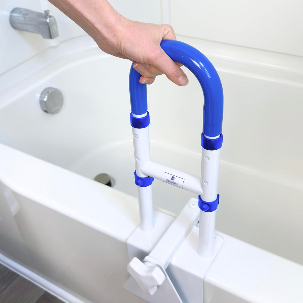 EYL Medical Supplies Adjustable Bathtub Handle for Elderly | Sturdy Clamp-On Tub Grab Bar with 300lb Capacity | Grab Bars for Bathtubs | Shower Handle for Elderly | Durable Tub Safety Rail 14" x 17