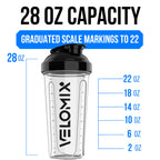 VELOMIX -6 PACK- 28 oz Protein Shaker Bottle for Protein Mixes -6x Wire Whisk | Leak Proof Shaker Cups for Protein Shakes | Large, Stackable Protein Shaker Bottle Pack (Blacks and Transparents)