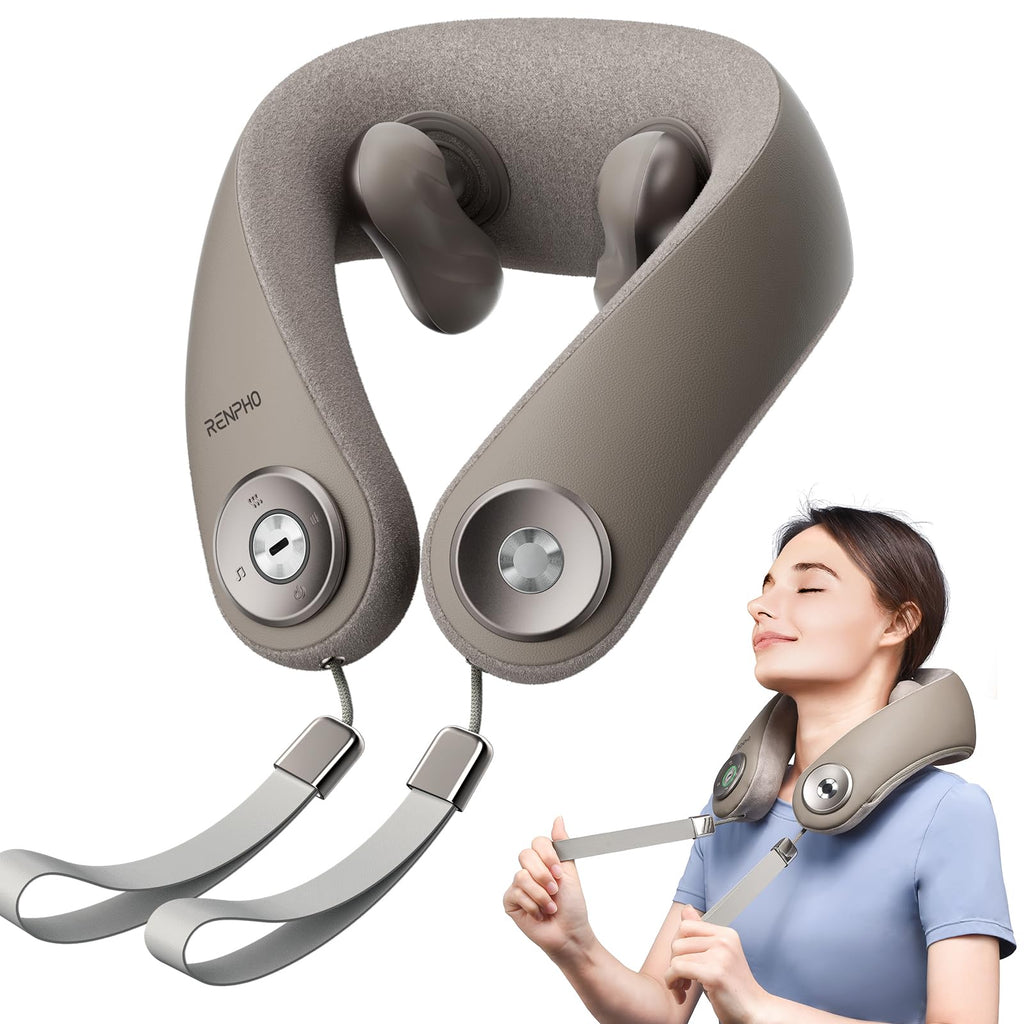 RENPHO Cordless Neck Massager with Heat, 6D Kneading Massage, Portable Heated Neck Pain Relief Massager for Travel, Gifts for Women & Men