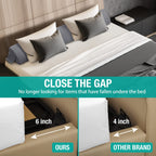 Vekkia King Bed Wedge Pillow for Headboard Gap, 0–6" Gap Filler with Side Pockets & Washable Cover, Gray 76"x10"x6"