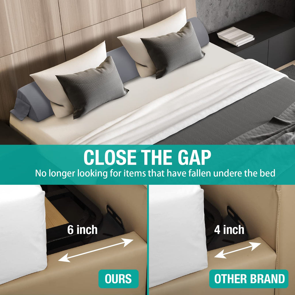 Vekkia Twin Wedge Pillow Headboard/Bed Wedge Pillow for Headboard/Bed Gap Filler/Headboard Pillow,Pillow Wedge for Headboard Gap(0-6"),Stop Loosing Your Pillows,Phone(Gray 39"x10"x6")