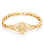 Gold Catholic Bracelet for Women-14k Gold Plated Bracelet,Hypoallergenic Non Tarnish Trendy Jewelry,Dainty Stainless Steel Cubic Zirconia Religious Baptism Virgin Mary Bracelets Gifts for Mom