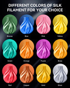 SUNLU 3D Printer Filament Bundle, PLA+ Silk Filament Multicolor 1.75mm, Individually Vacuum Packed, 250G Spool, 8 Rolls, 2kg in Total, Light Gold+Silver+Purple+Red+Orange+Yellow+Pink+Bronze