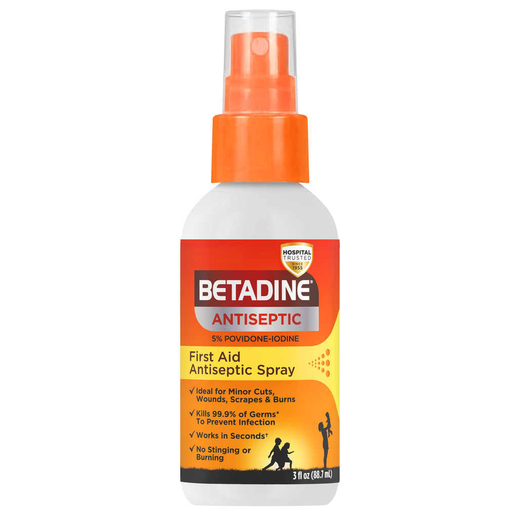 Betadine Antiseptic First Aid Spray, Povidone-Iodine 5%, 3 Fl Oz