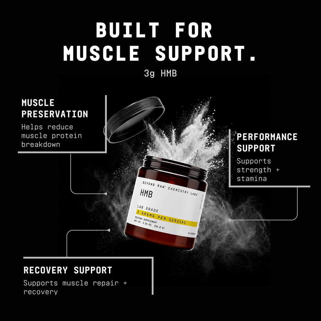 BEYOND RAW Chemistry Labs HMB Powder, Increase Performance, 30 Servings
