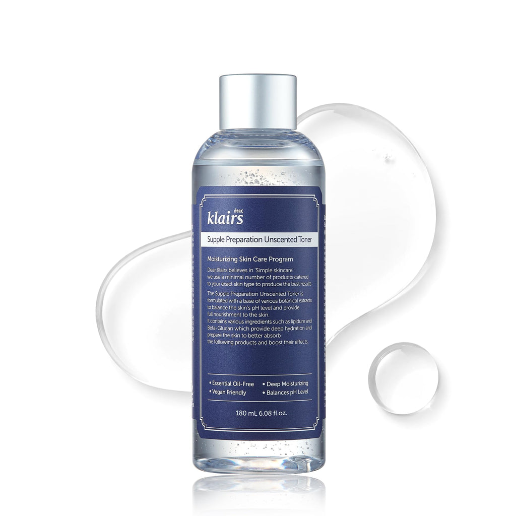 Dear Klairs Unscented Toner | Non-Irritation for Sensitive Skin, Instant Soothing, Skin Flooding & Layering, Hyaluronic Acid, Korean Skin Care, Vegan, Essential Oil Free, 6.08 fl oz
