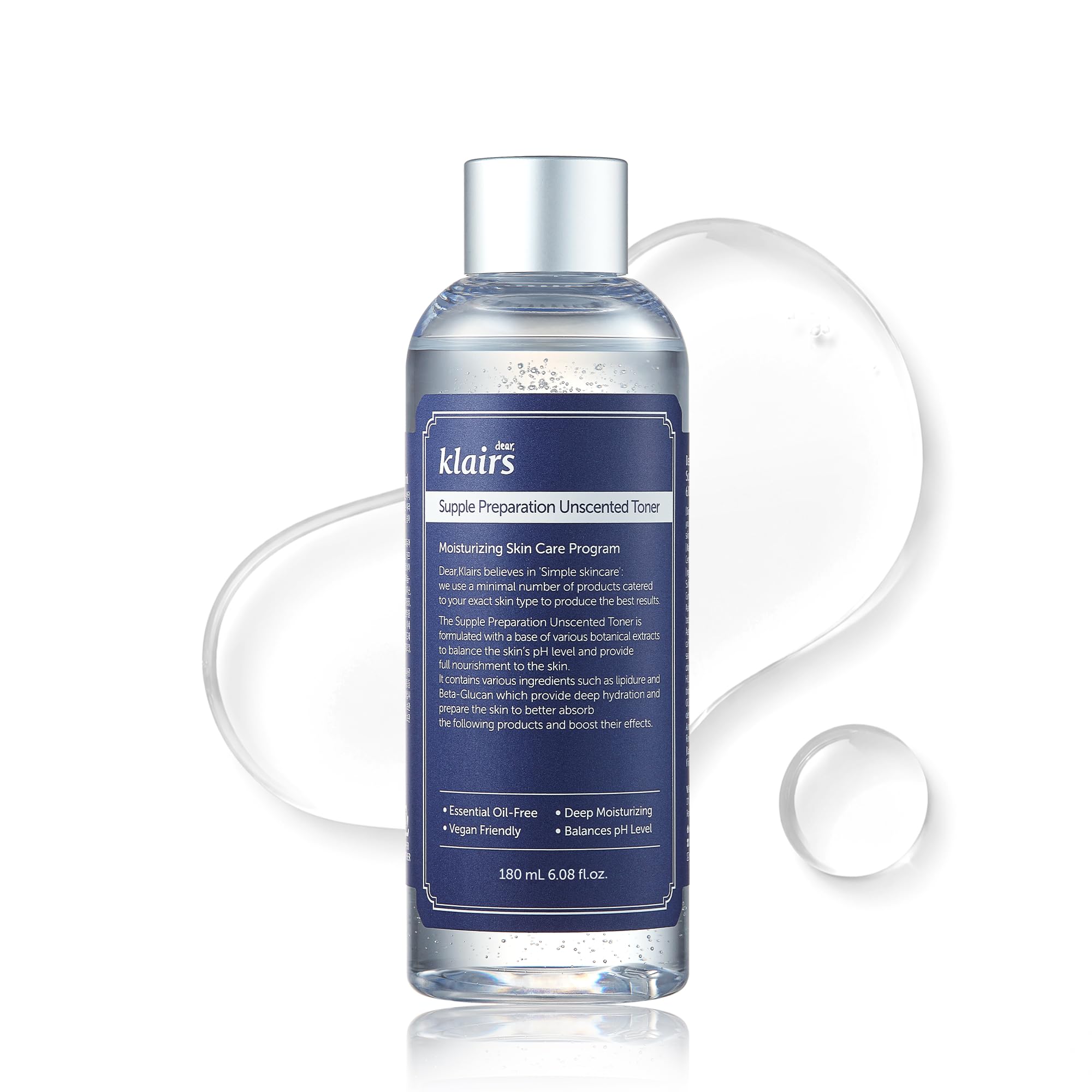 Dear Klairs Unscented Toner | Non-Irritation for Sensitive Skin, Instant Soothing, Skin Flooding & Layering, Hyaluronic Acid, Korean Skin Care, Vegan, Essential Oil Free, 6.08 fl oz