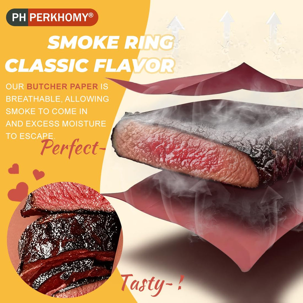 PerkHomy 18" x 200' (2400") Pink Butcher Paper Roll for Smoker BBQ Grilling Smoking Meat Unbleached Uncoated Unwaxed Peach (Pink, 18" x 200')