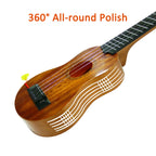 QDH Kids Toy Ukulele, Kids Guitar Musical Toy,17 Inch 4 Steel Strings, with Pick,Early Educational Learning Musical Instrument Gift for Preschool Children(Wooden Color) (17inch)