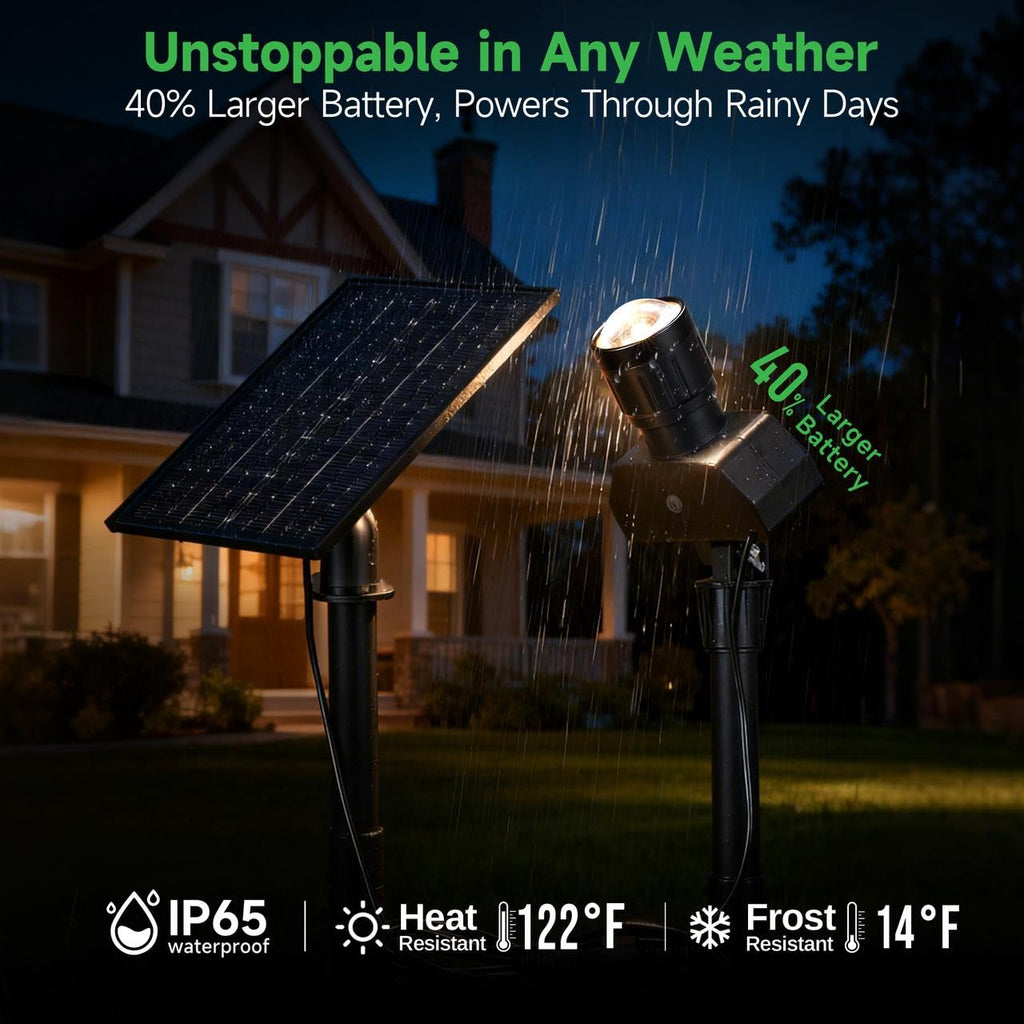 Varmtalys Solar Spot Lights Outdoor, Adjustable Angle Waterproof Landscape Spotlight, All Night LED Uplights Separate Panel, Warm & Daylight Selectable (3000k/4500k/6500k) for Tree Yard Garden 2 Pack