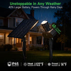 Varmtalys Solar Spot Lights Outdoor, Adjustable Angle Waterproof Landscape Spotlight, All Night LED Uplights Separate Panel, Warm & Daylight Selectable (3000k/4500k/6500k) for Tree Yard Garden 2 Pack
