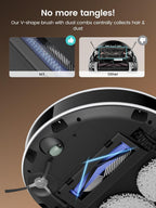Lefant Robot Vacuum and Mop, 12000Pa Suction, 90-Day Self-Emptying, Obstacle Avoidance, Auto Mop Washing&Drying, All-in-One for Pet Hair Carpet, 5G WiFi Alexa/APP/iWatch Control, M3