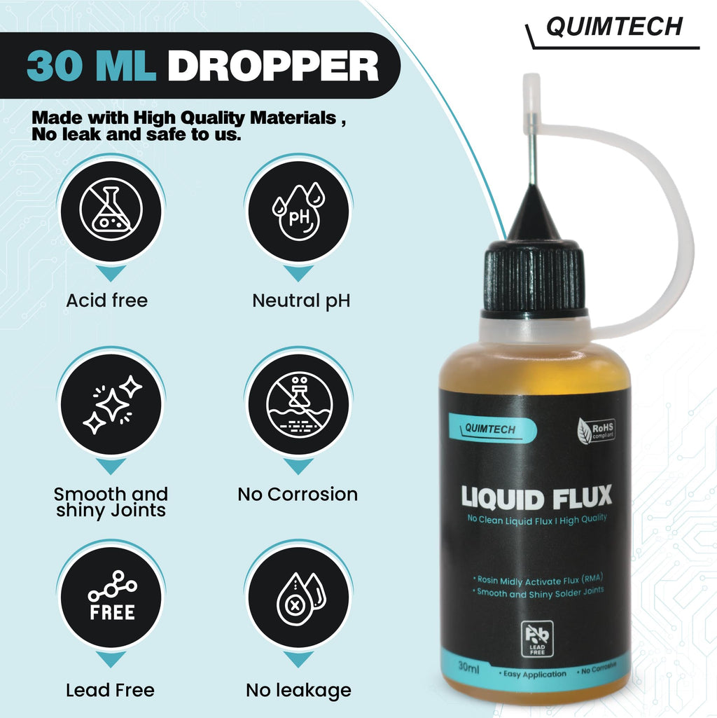 Liquid Solder Flux Dropper (30 ml/1 Oz.) I RMA Liquid Solder Flux I Soldering Flux I Electrical Solder I No Clean Liquid Flux I Rosin Flux I Soldering Flux for Electronics I Lead Free Liquid Solder I