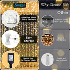Soagrc 200 LED Warm White Curtain Fairy Lights 9.8x6.6FT Plug in