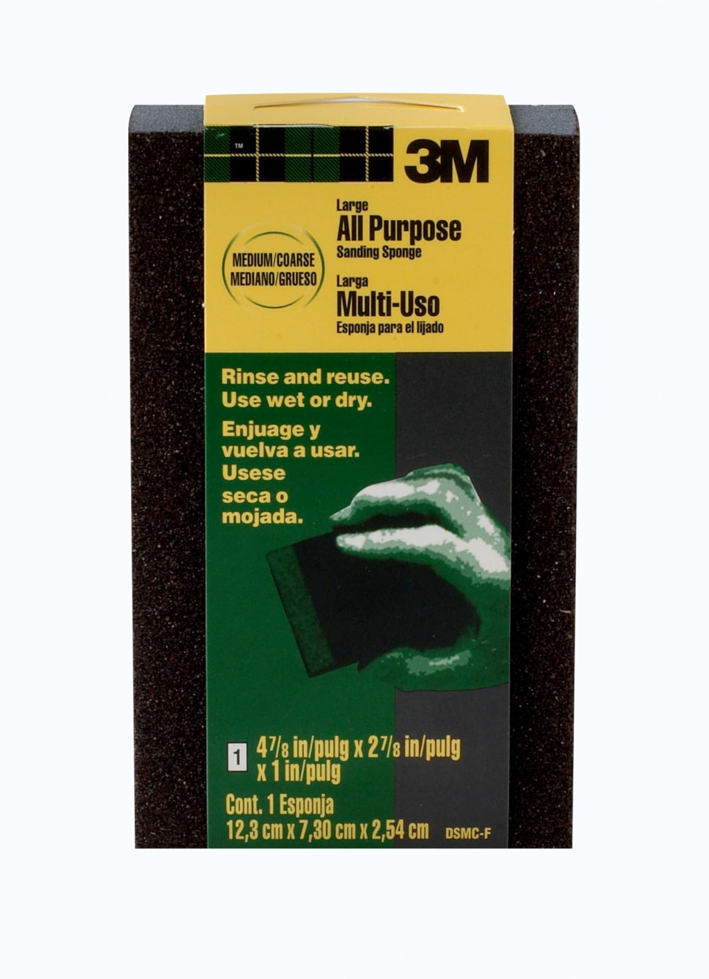 3M™ General Purpose Sanding Sponge DSMC-ESF-10, 2 7/8 in x 4 7/8 in x 1 in, Dual Grit, Medium/Coarse, 10 ea/cs