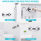 TAILI Shower Handles for Elderly Suction, 2 Pack 12 Inch Shower Grab Bars for Seniors, Grab Bars for Bathtubs and Showers, No Drilling Removable Safety Shower Grip, Black
