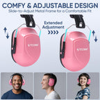 TICONN Noise Cancelling Ear Muffs for Adults, SNR 33dB Hearing Protection, Adjustable Safety Earmuffs for Construction (Soft Pink)