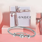 GNOCE Stainless Steel Snake Chain Charm Bracelet W/Safety Gift for Women(7.5in)
