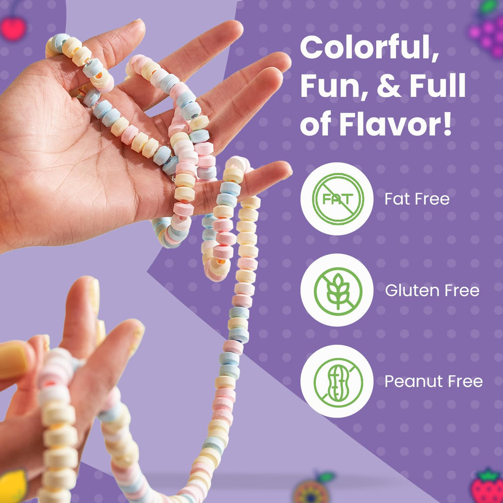 Smarties Candy Necklace - Bulk Candy Individually Wrapped - Gluten Free & Vegan, Fruit Flavored, Hard Candy on Stretch String - Perfect Party Favors, Birthdays & Halloween Hard Candy Box - 24 Count