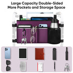 FINPAC Large Walker Tote Bag with Cup Holder, Folding Walker Attachment Hands-Free Storage Basket Mobility Aid Accessory Pouch for Elderly, Senior, Purple