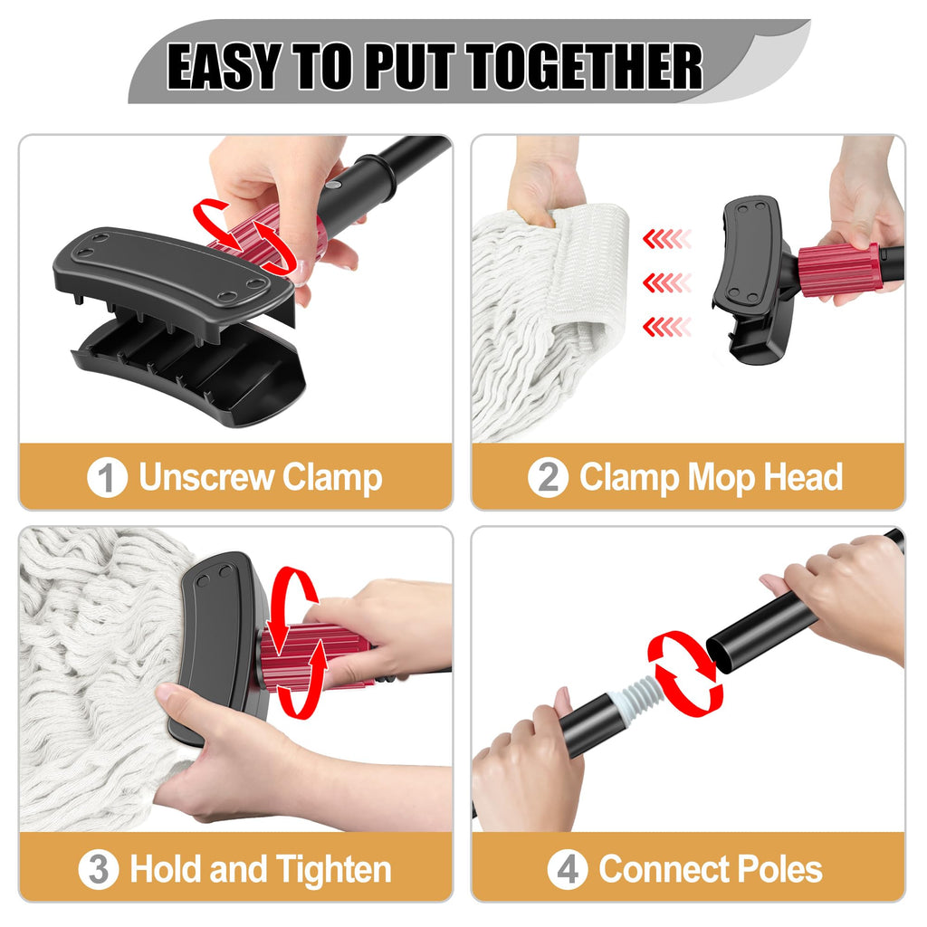 IOPRETTY Commercial Mops for Floor Cleaning - Looped-End Heavy Duty Wet Mop