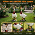 VTYER 2026 New Adjustable Large Porch Goose Statue – 14 Inch Realistic Hollow Plastic Garden Goose with Removable Cowboy Hat & Bandana, Stone Base with Sand-Fillable Design (White)