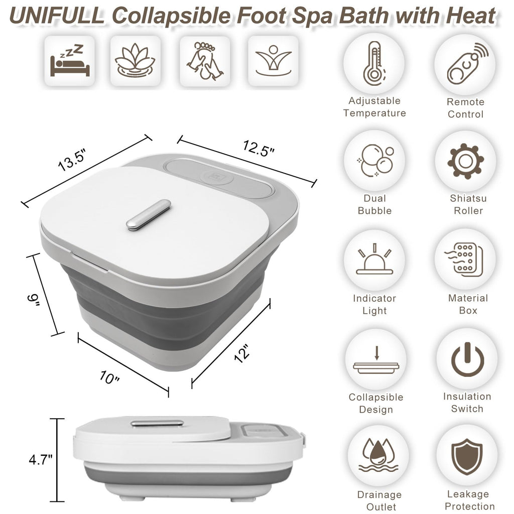 UNIFULL Collapsible Foot Spa Bath with Heat and Remote Control