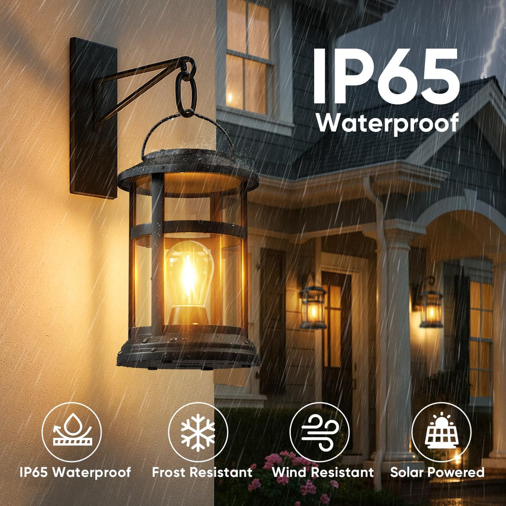 NFEVER Solar Lanterns Outdoor Waterproof: 4 Pack Hanging Solar Lights for Outside Patio Porch Garden Tabletop Decor - Bright LED Warm White Solar Powered Lighting - Unique Gardening Lovers Mom Gifts