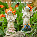 Kssiaz Angel Garden Statue 2Pcs,Love Heart Solar Decor with Warm Light