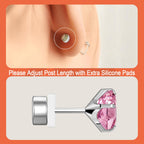 GUIJUEYE Implant Grade Titanium Rose Cut CZ Earrings for Sensitive Ears