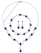 ZCGJWE Blue Sapphire Jewelry Set for Women Party Prom Wedding Necklace Earrings Set Gift for Mother Wife Friend