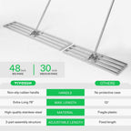 VIVOSUN 48" Lawn Leveling Rake, 48" x 10" x 78" Heavy-Duty Stainless Steel Lawn Leveler with 7FT Adjuatble Long Handle for High Effect, Metal Levelawn for Smooth Soil, Rustproof Rakes for Garden Yard
