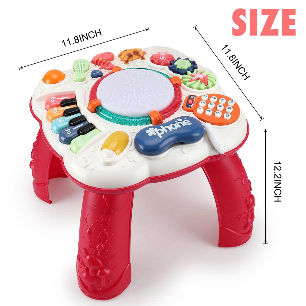 BACCOW Baby Toys 6 to 12-18 Months, Musical Activity Table for 1 Year Old Boys Girls Gifts, Toddler Infant Toys, Length 12.99 Inches Width 12.99 Inches Height 12.6 Inches (33cm W x 33cm L x 32 cm H)