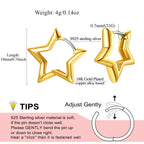 FindChic Star Huggie Earrings for Women, 14K Gold Plated Small Star Hoops