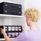 UAONO Trading Card Storage Box with Commander Display, 5 Row Magic Card Box with Handle & Aluminum Alloy Locking for 3900+ Unsleeved Cards Suits for MTG PTCG TCG Sports Cards (Black Gray)