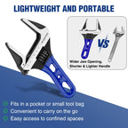 WORKPRO 6-Inch Stubby Adjustable Wrench, 1.5-Inch Extra Wide Jaw Opening Wrench, Metric/SAE Scales, Cr-V Steel, Ideal for Work in Confined Spaces