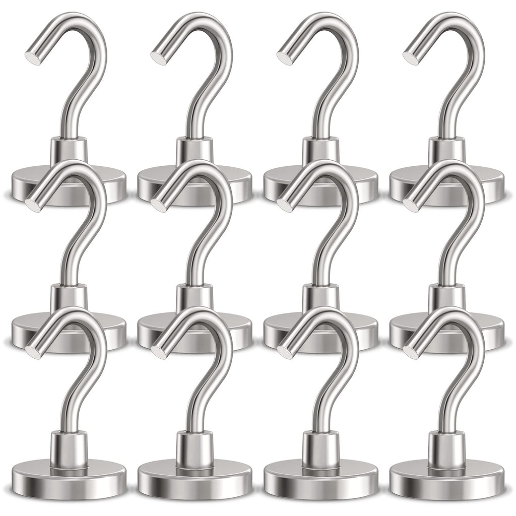 GREATMAG Magnetic Hooks Heavy Duty, 110 lbs Strong Hooks for Hanging, Magnets with Hook for Cruise Cabins, Grill, Fridge, Pack of 12