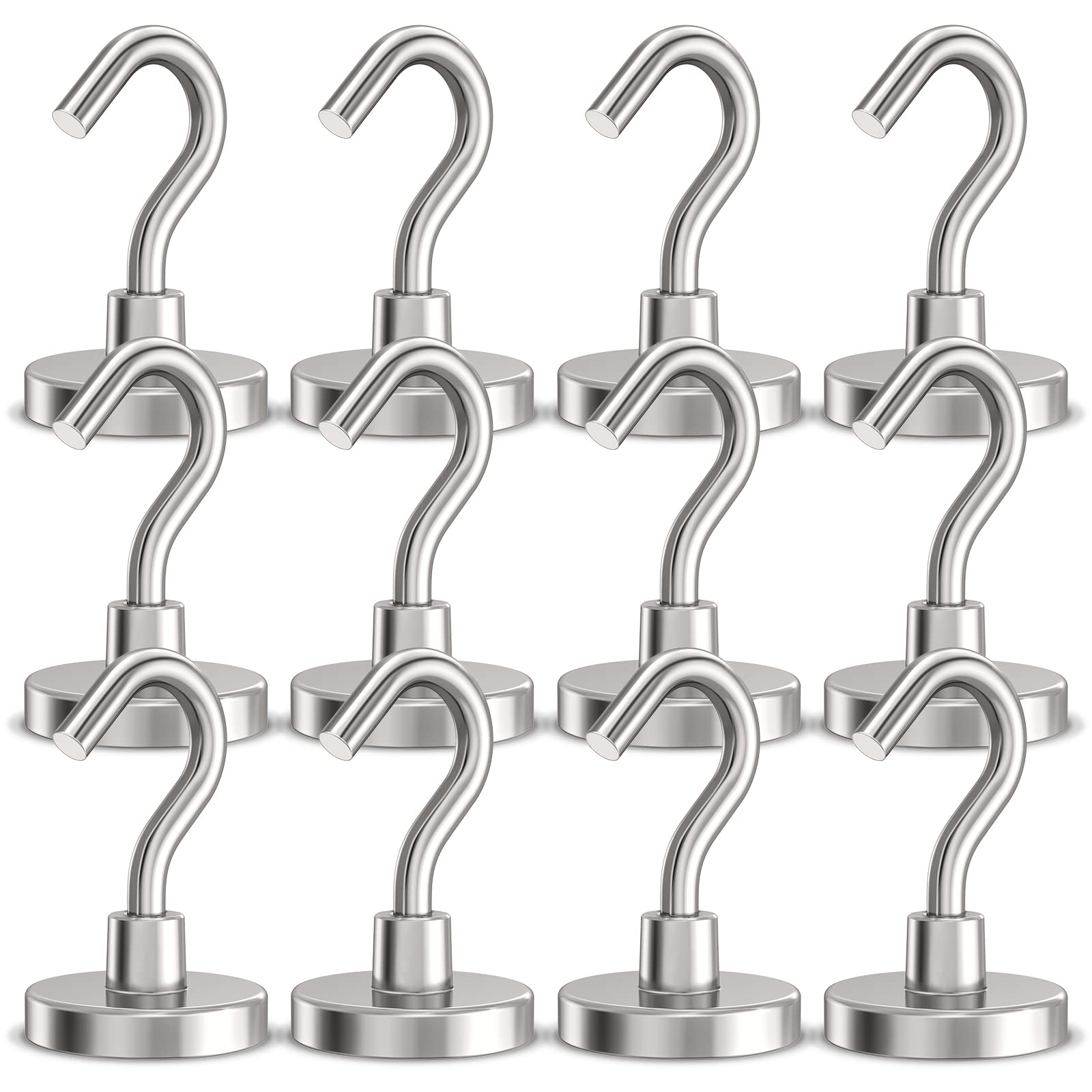 GREATMAG Magnetic Hooks Heavy Duty, 110 lbs Strong Hooks for Hanging, Magnets with Hook for Cruise Cabins, Grill, Fridge, Pack of 12