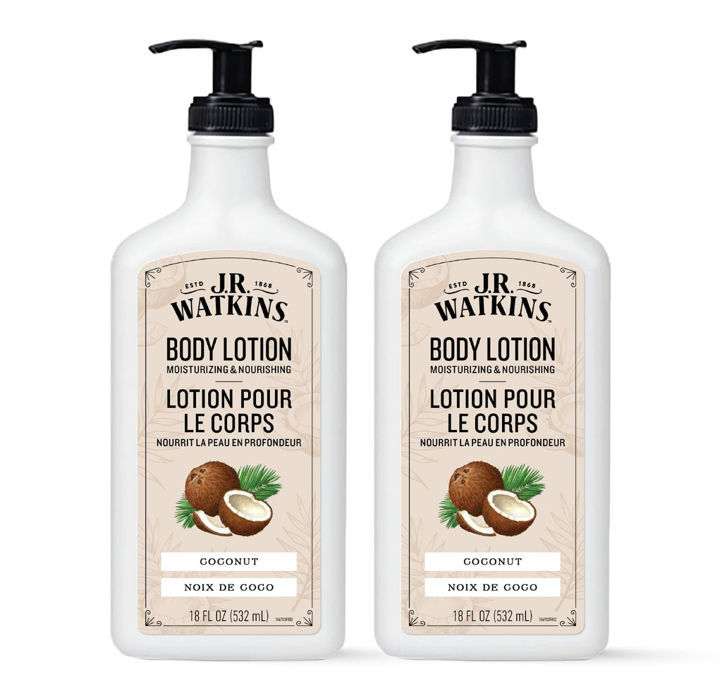 J.R. Watkins Daily Moisturizing Body Lotion, Coconut, 18 fl oz, 2 Pack