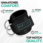 FITGIRL - Ankle Strap (Pair) for Cable Machines and Resistance Bands, Work Out Cuff Attachment for Home & Gym, Glute Workouts - Kickbacks, Leg Extensions, Hip Abductors, Women Only (Black, Pair)