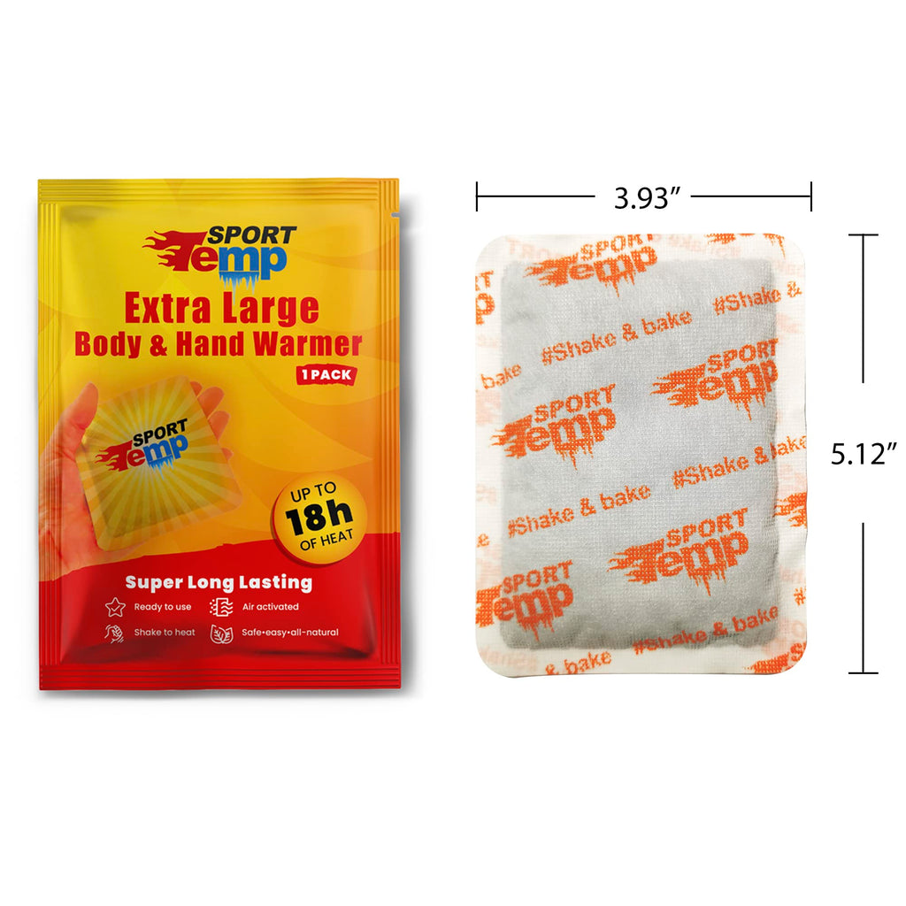 Large Hand & Body Warmers (45 Count) - Up to 18 Hours of Heat, Super Long Lasting - Easy, All Natural - Air Activated, for Body, Hands & Toes - Odorless Hot Hand Warmer - Sport Temp (45 Pack)