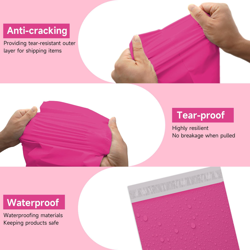 Pink Poly Mailers 14.5x19 100 Pcs, Cute Waterproof Shipping Bags with Self-Seal Adhesive, Durable Tear-Resistant Shipping Envelopes for Clothing