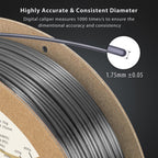 DURAMIC 3D PLA Filament 1.75mm 1kg Spool, Jam-Free High Stifness 3D Printing Filament with Cardboard Spool, No-Tangling No-Clogging Dimensional Accuracy 99% +/- 0.03 mm Silk Silver 1 Pack