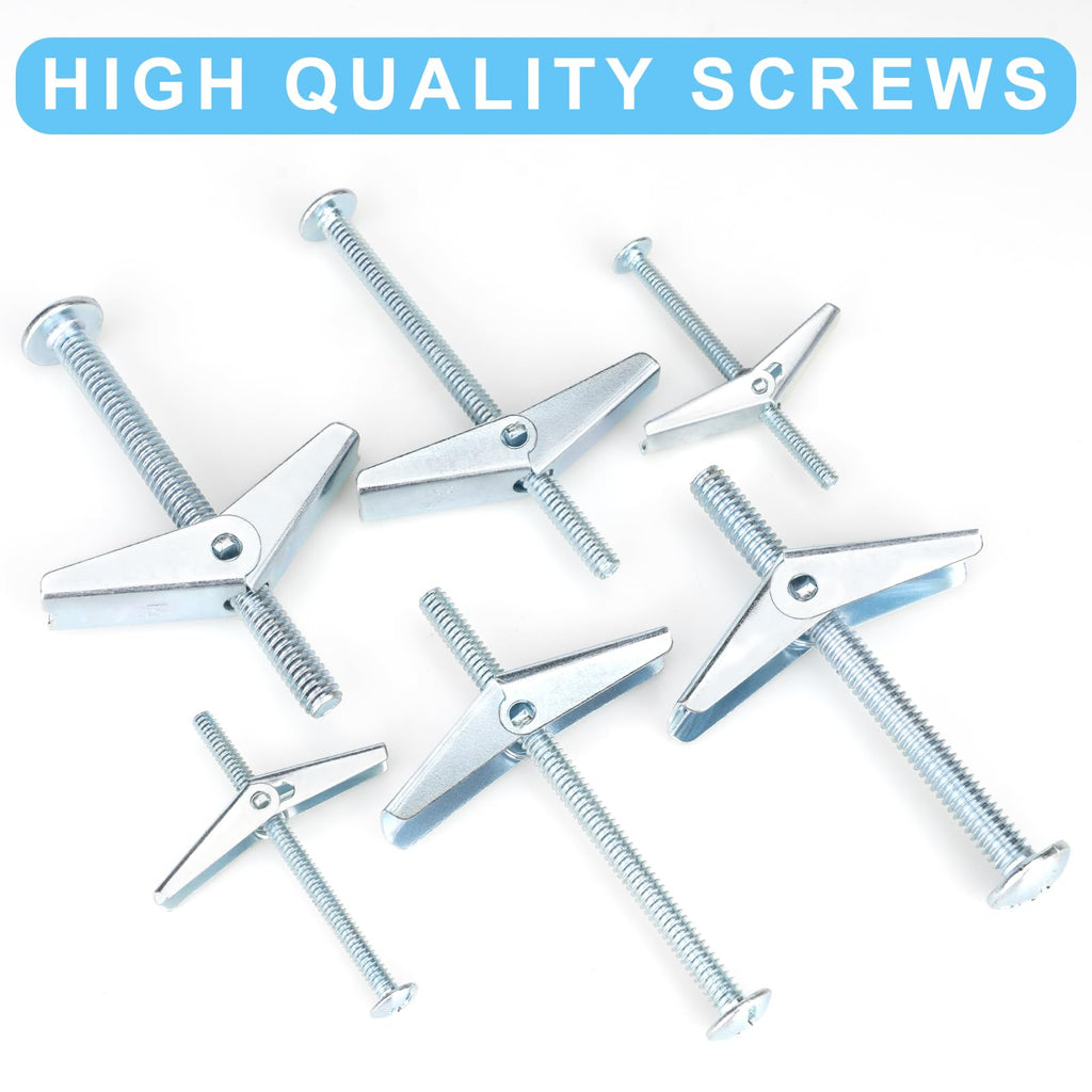 26 Sets 3 Size Toggle Bolts Heavy Duty Metal Drywall Anchors Kit