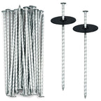 EISENSP 8 Inch Heavy Duty Landscape Stakes with Gasket Caps - 200 Sets Galvanized Spiral Garden Spikes Kit for Securing Weed Barrier Fabric, Artificial Turf, Tent and More