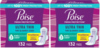 Poise Ultra Thin Incontinence & Postpartum Pads with Wings for Bladder Leaks, 3 Drop Light Absorbency, Regular Length, Packaging May Vary,132 Count (Pack of 2)