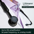 3M Littmann CORE Digital Stethoscope, Our Most Advanced Stethoscope Yet, Up To 40x Amplification, Active Noise Cancellation, In-App Sound Wave Visualization, High Polish Copper Chestpiece, 8870