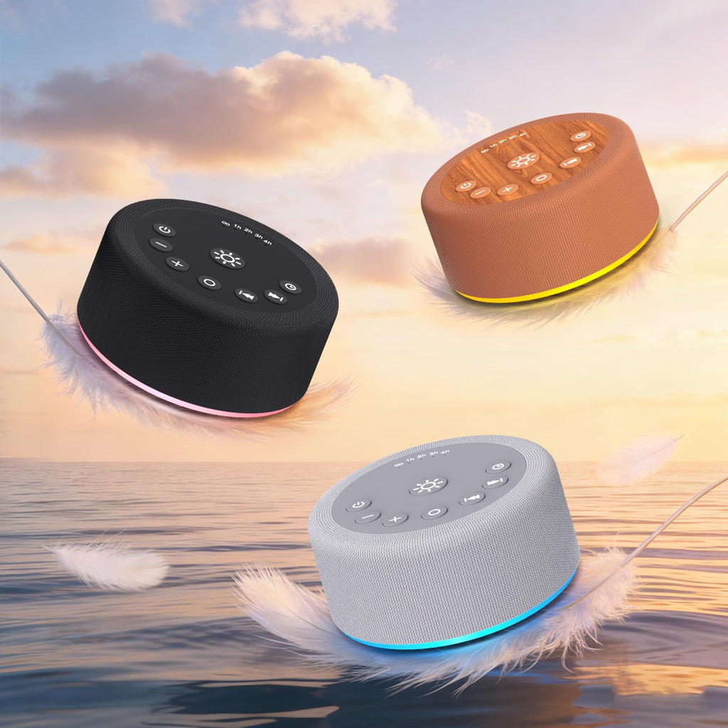 Sleep Sound Machine White Noise Machine with 30 Non Looping Sounds 12 Night light Colors with 5 Timers 36 Adjustable Volume Memory Function Brown Noise Machine for Baby kid Adult & Home Nursery Travel